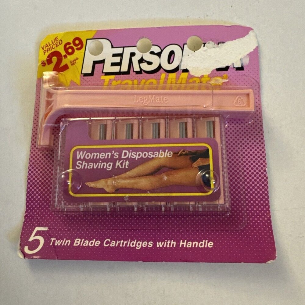 Vintage Personna Travel Mate Disposable Shaving Kit Razor 5 Blades C1